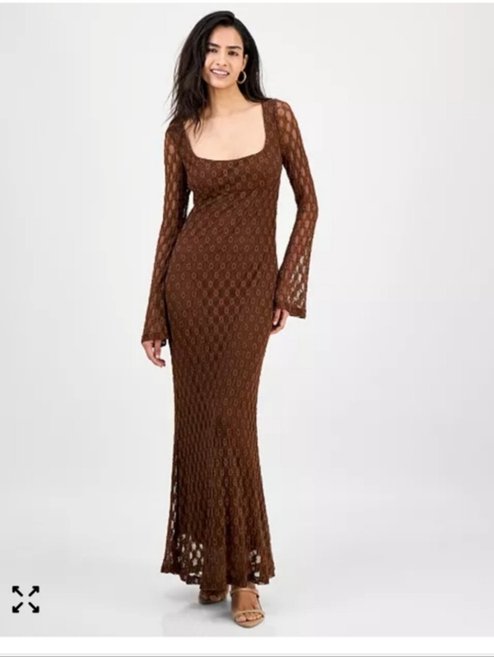Bardot Womens EvanniaBell-Sleeve Brown Long Sleeve Maxi Dress - Size S - Picture 5 of 7